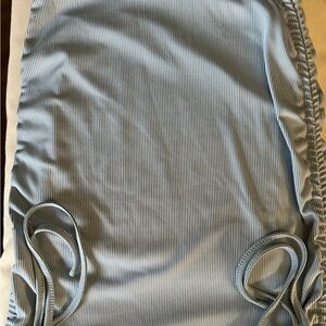 Light Blue Ribbed Tube Skirt With Drawstring Sides - SHEIN Size XS